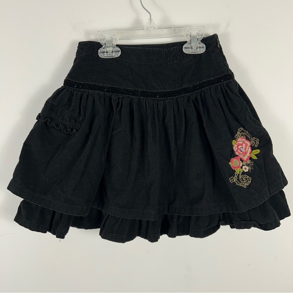 💕Kenzo kid Floral Embroidered Black Skirt 8 - Picture 4 of 11